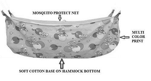 Green Touch Baby Hammock Ghodiyu/Khoyu Soft Cotton Cloth Swing Cradle Safety with Mosquito Net Cover with Zippe (Orange)
