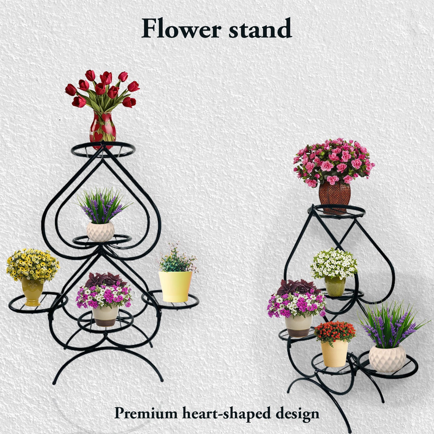 "Introducing Green Touch Exquisite Heart Design Flower Pot Stand: Elevate Your Space with Elegance and Style!"