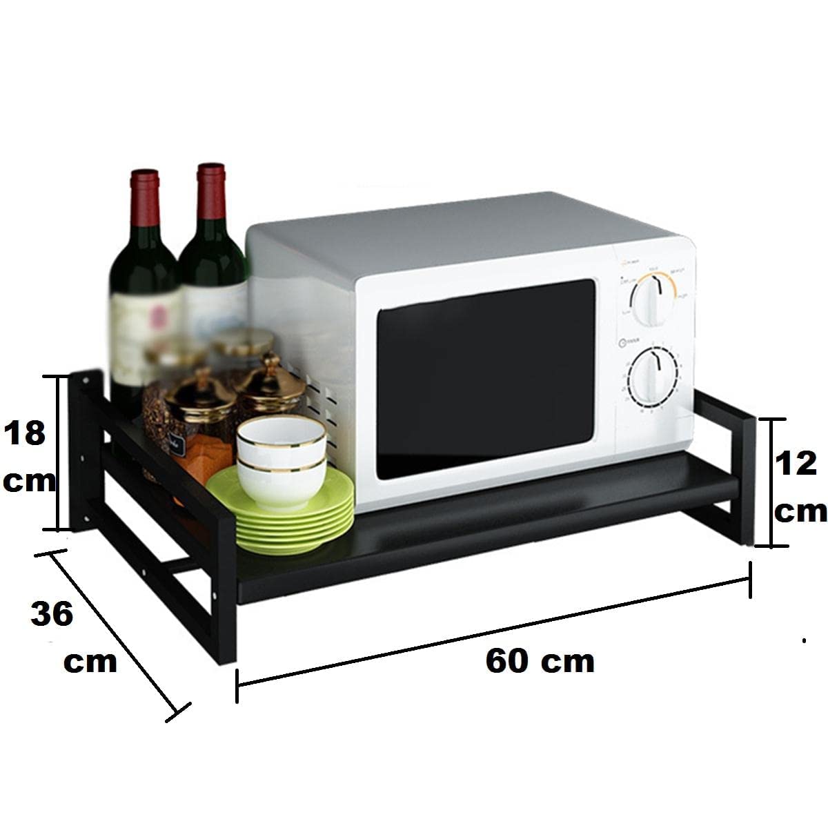 GREEN TOUCH Multipurpose Wall Mounted 4 Hook Decorative and Kitchen Organize Stororage/Microwave Oven Stand for Kitchen,Oven Holder Rack,
