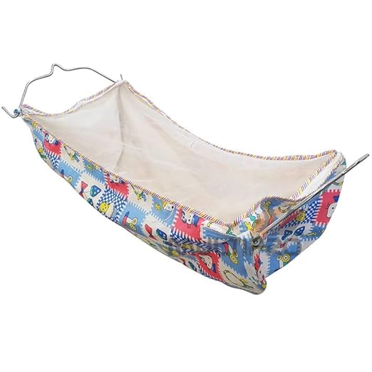 Green Touch Baby Unisex Portable Folding Swing Cradle/ghodiyu/parna/jhula, with Free Baby Cotton Cloth Hammock (Regular Folding Square Pipe (Black))