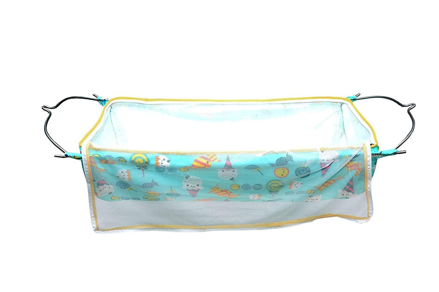 Green Touch Baby Hammock Ghodiyu/Khoyu Soft Cotton Cloth Swing Cradle Safety with Mosquito Net Cover with Zippe (Green)