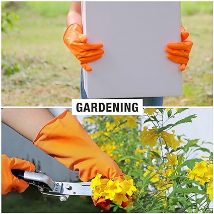 "Gardening Set: Silver Shovel and Orange Protective Gloves"