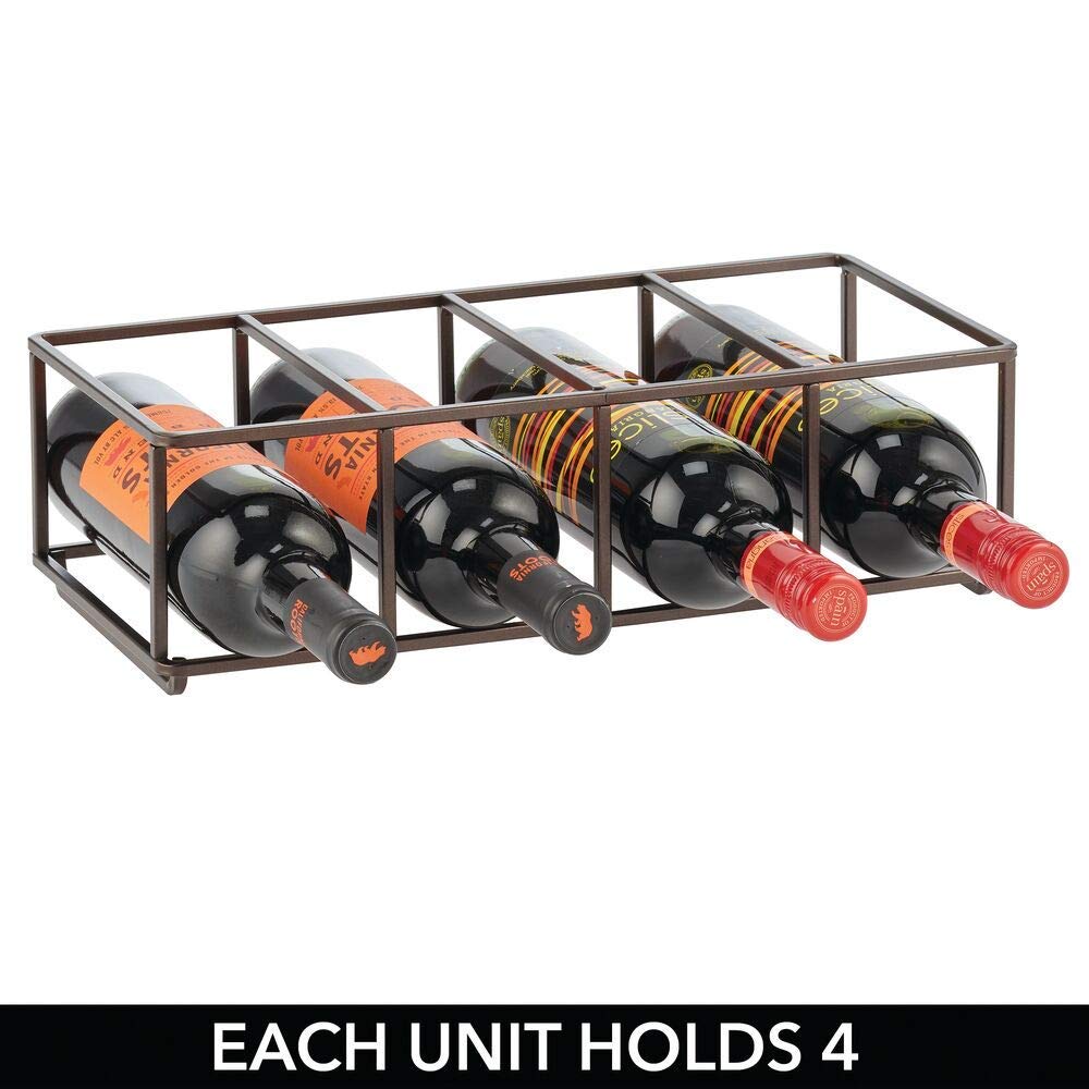Green Touch Stackable, Metal Geometric Free-Standing Water Bottle and Wine Rack Storage Organizer for Kitchen Countertops, Pantry, Fridge - Holds 8 Bottles - 2 Pack - Black