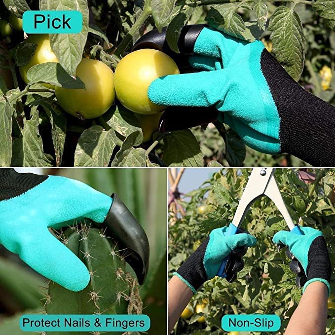 Green Touch Pack of 2 Home Gardening Tools Items Combo Set, Two in Hoe with Prong Tool, n Gloves Clown Garden Tool Kit,Gardening Accessories,Gardening Items,Digging Tools for Soil(Combo Tools 9)