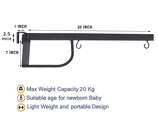 Green Touch Baby Cradle Window Metal Hanger/Ghodiyu/Swing/Parna/Jhula For New Born Baby, 8 Centimeters, 32 Centimeters, Black