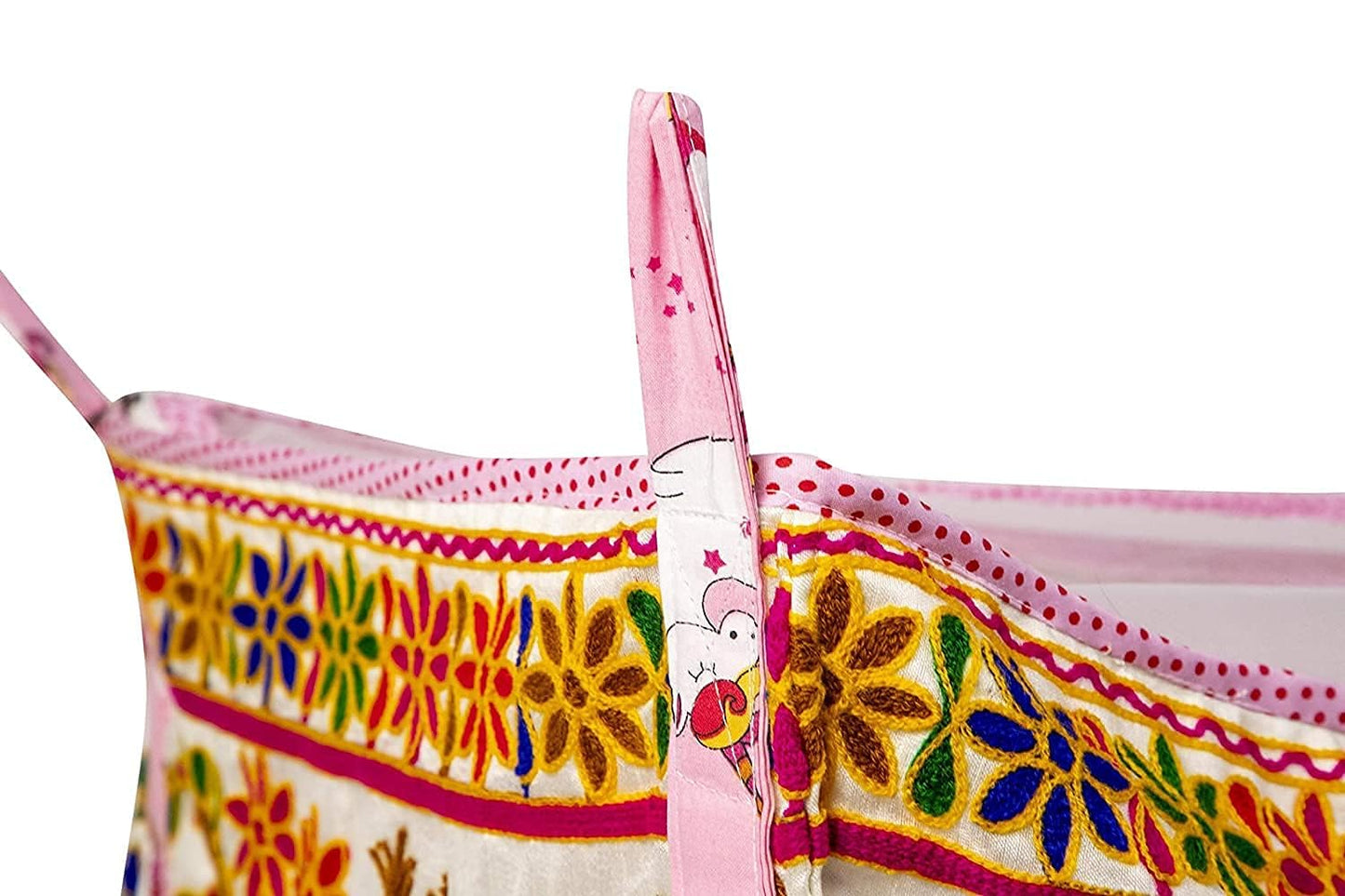 Green Touch Rajwadi Comfortable Soft Cloth Swing New Born Baby Cradle/Ghodiyu/Khoyu/Palana,Hammock in Cool Cotton with Mosquito Net and Stainless Steel Pipe