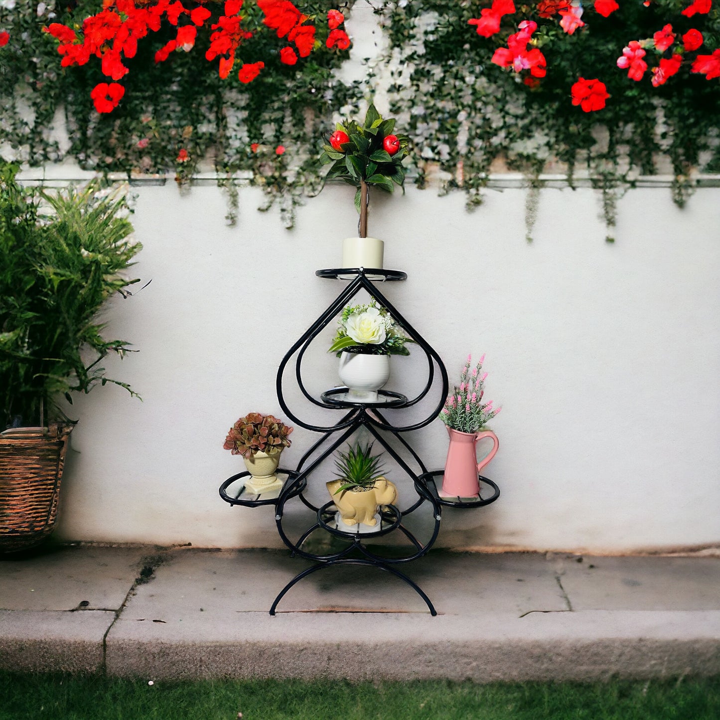 "Introducing Green Touch Exquisite Heart Design Flower Pot Stand: Elevate Your Space with Elegance and Style!"