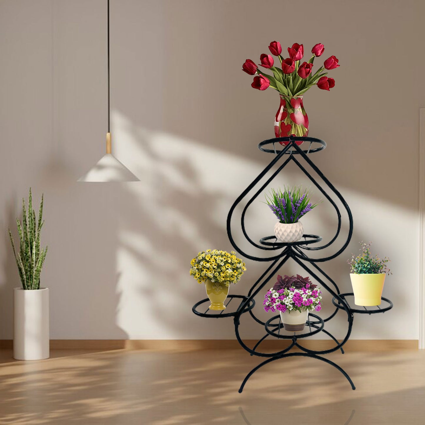"Introducing Green Touch Exquisite Heart Design Flower Pot Stand: Elevate Your Space with Elegance and Style!"