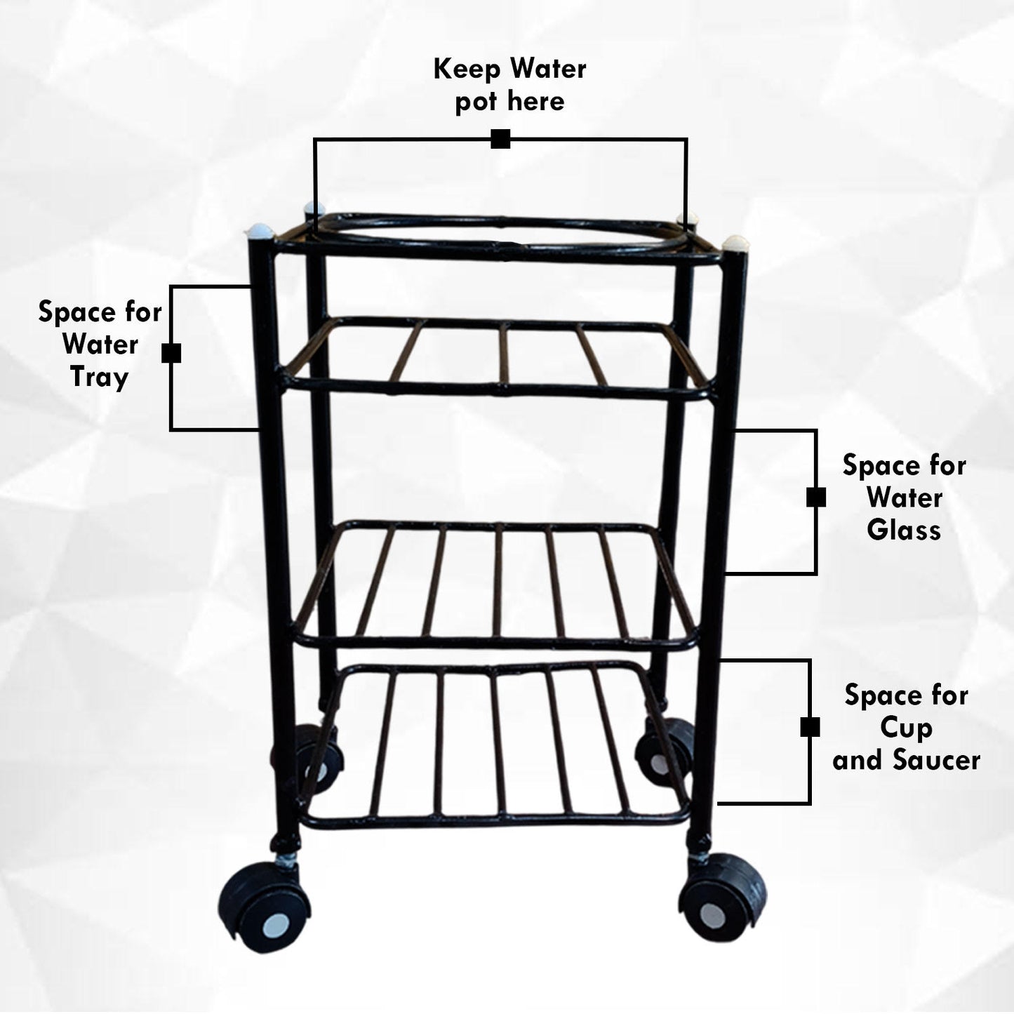 Heavy-Duty Multipurpose Matka Stand with Wheels,Matka stand for water pot Iron Kitchen Trolley (Pre-assembled)