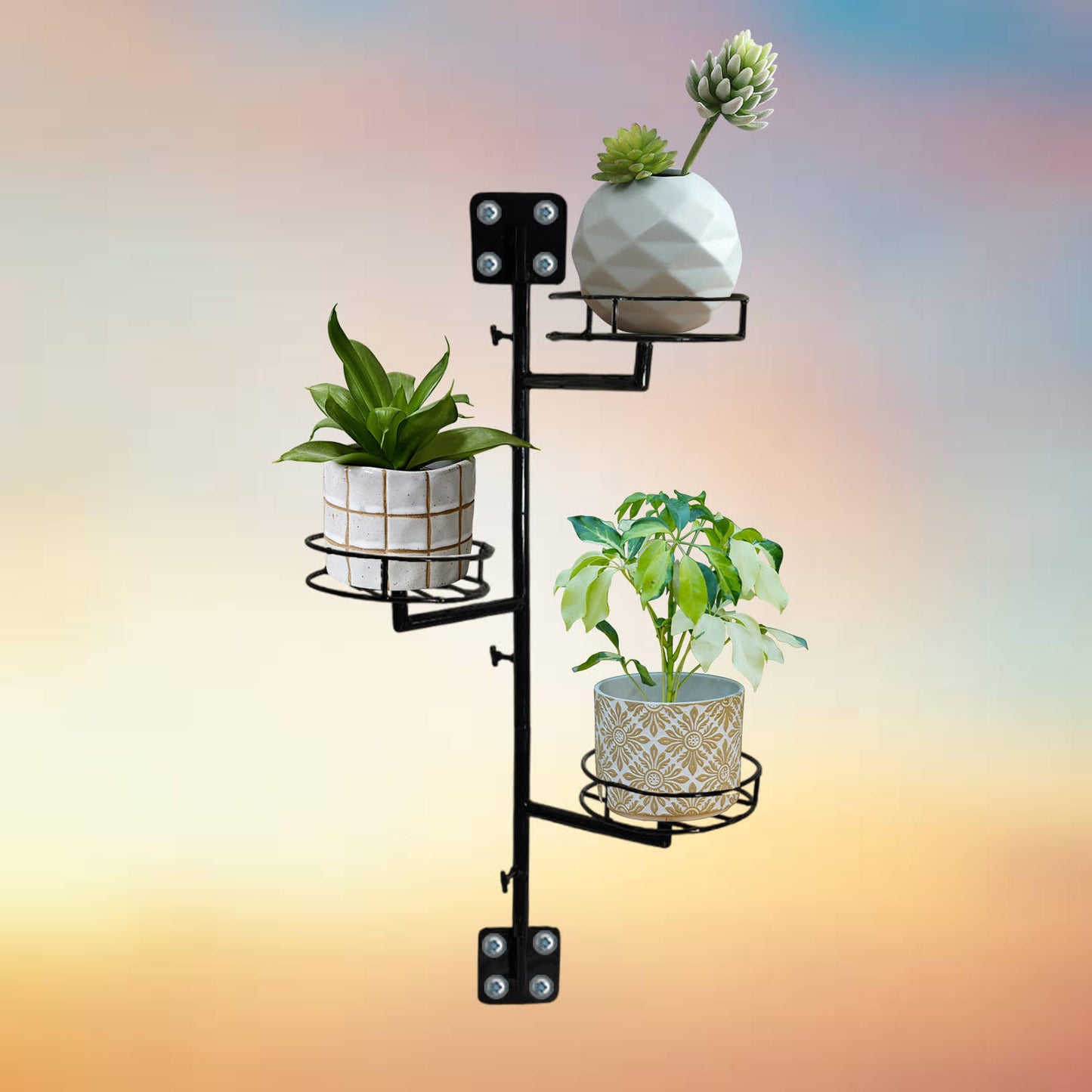 "3-Tier Wall Mounted Plant Stand - Space Saving Metal Planter Holder"