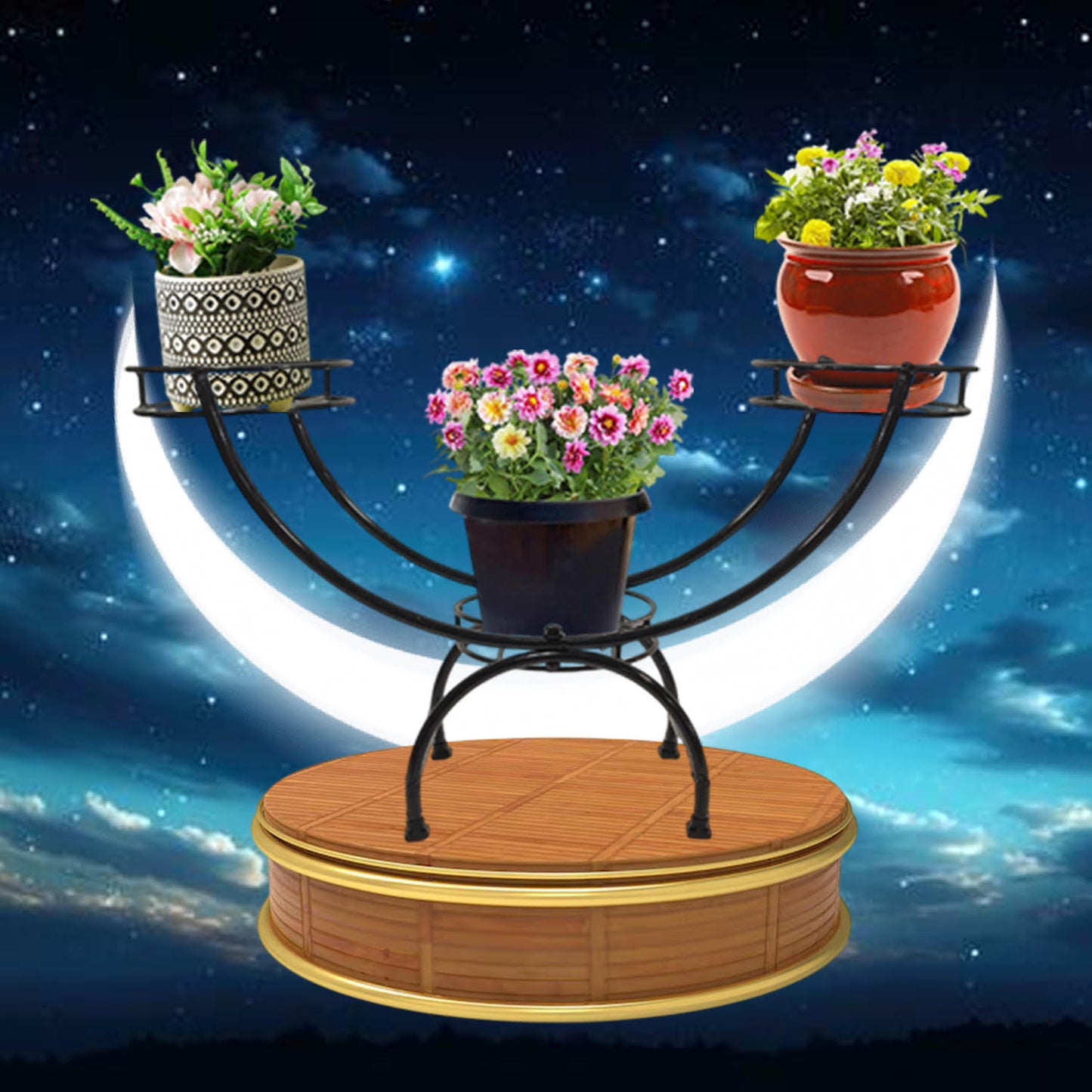 3-Tier Decorative Flower Pot Stand - Durable and Elegant Plant Holder for Home, Office, School, and Hospital (Indoor & Outdoor Use)