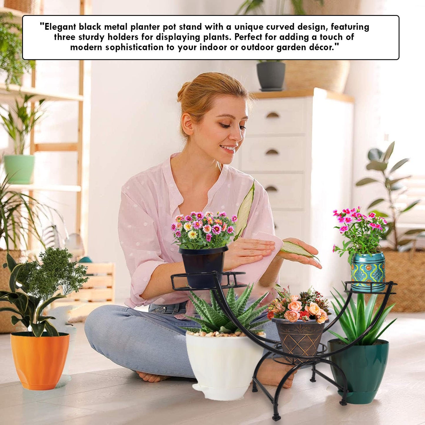 3-Tier Decorative Flower Pot Stand - Durable and Elegant Plant Holder for Home, Office, School, and Hospital (Indoor & Outdoor Use)