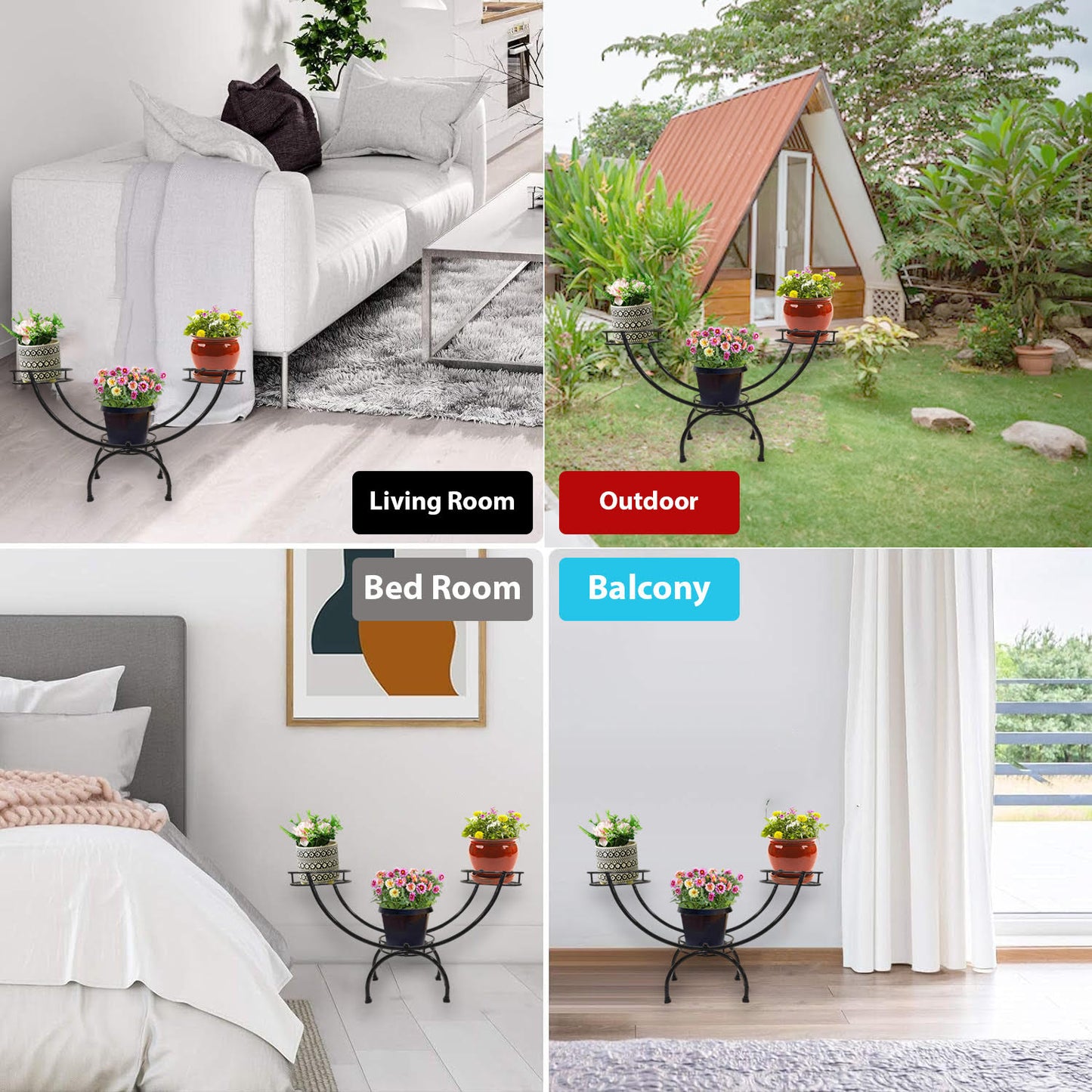 3-Tier Decorative Flower Pot Stand - Durable and Elegant Plant Holder for Home, Office, School, and Hospital (Indoor & Outdoor Use)