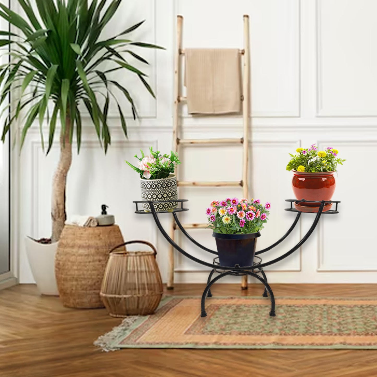 3-Tier Decorative Flower Pot Stand - Durable and Elegant Plant Holder for Home, Office, School, and Hospital (Indoor & Outdoor Use)