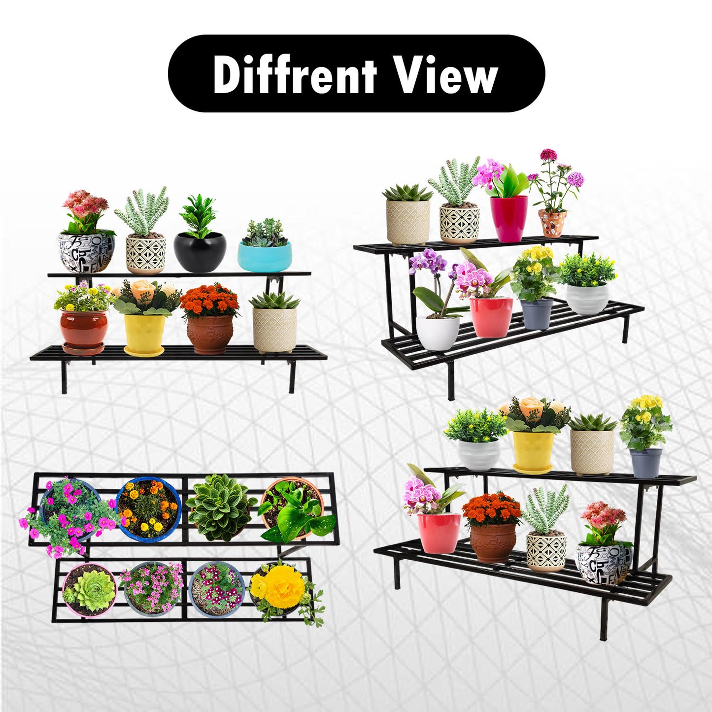 Durable 2-Tier Iron Plant Stand,Multipurpose Use,sturdy flower pot stand