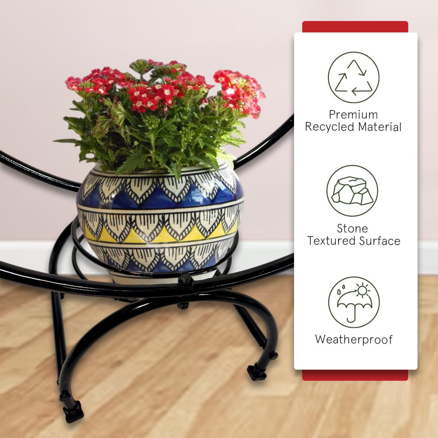 3-Tier Decorative Flower Pot Stand - Durable and Elegant Plant Holder for Home, Office, School, and Hospital (Indoor & Outdoor Use)