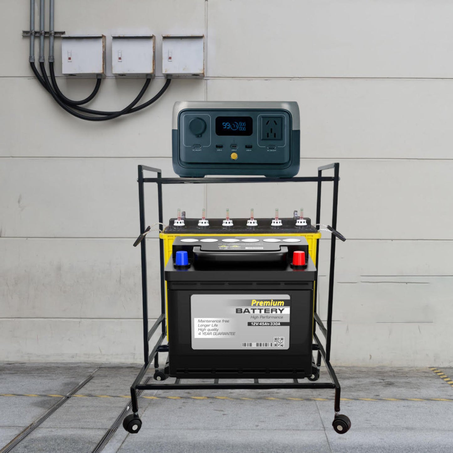 Durable Iron Inverter Battery Stand,Battery stand for inverter,Iron battery stand,Single battery trolley