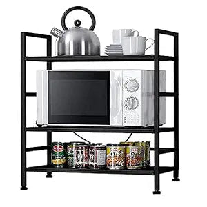 Green Touch  Multipurpose 3 Tier Decorative and Space Organiser Oven Stand for Kitchen,Microwave Oven Stand for Kitchen,Oven Rack for Kitchen Storage,Kitchen top Organizers,Oven Pot Holder,3 Step Kitchen Oven Stand