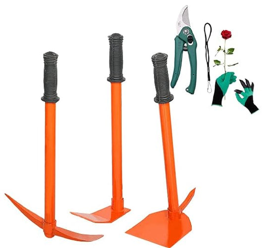 Green Touch  Combo of 5 Garden Tool Set Includes, Garden Hoe, Garden Tiller, Harden Hand Hoe,Gloves,Cutter- Set of Required Tools