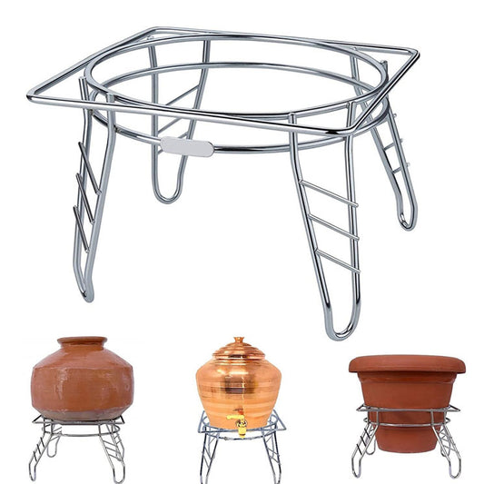 Green Touch Decorative and Premium 2 in 1 SS Matka Stand, Water Pot Stand,Kitchen Pot Stand,Water Dispenser Stand,Earthen Pot Stand,Water Can Stand,Water Pot Holder,Mataka Holder Kitchen Platform