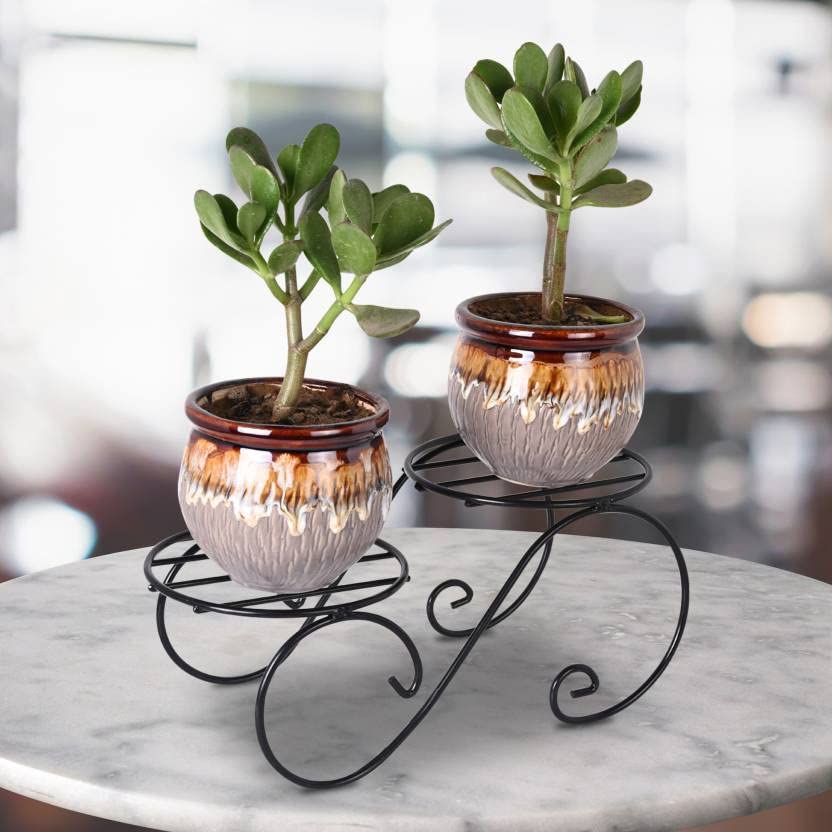 GREEN TOUCH  Pack of 2 Spe. Edition Decorative Planter Stand For Indoor and outdoor,Home,Kitchen,Terrace,Garden,Office,Schools,Hotel,restaurants,stands For Balcony garden Decore Items (2 Pot Stand)