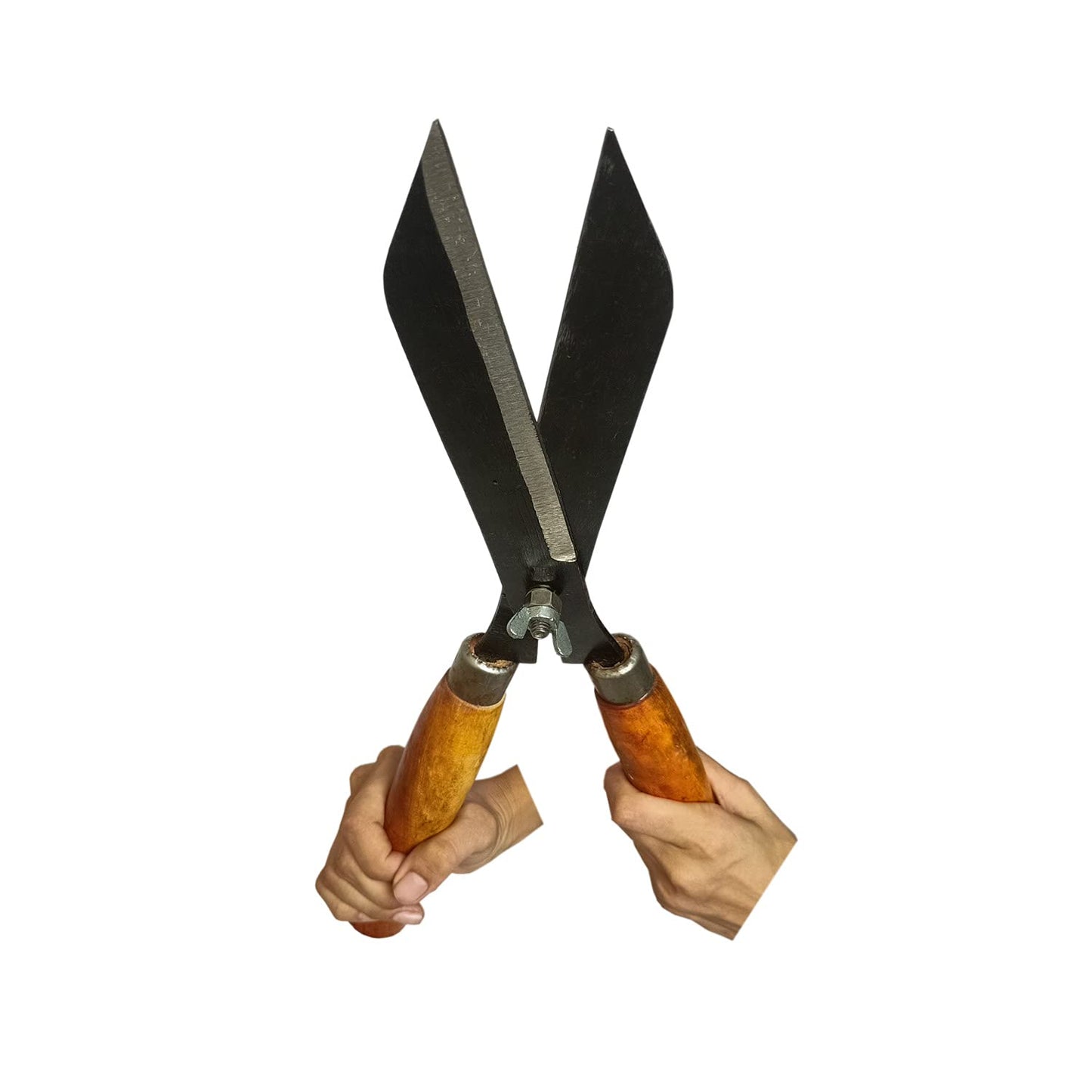 Green Touch Pack of 2 Premium Hedge Shear and Double Cut, Heavy Dute Garden Grass Cutter with Wooden Handle,Hedge Shear,Lawn Cutter,Garden Pruner,Kassi,Tree Cutter,Gardening tool for cutting, (Double Cut)