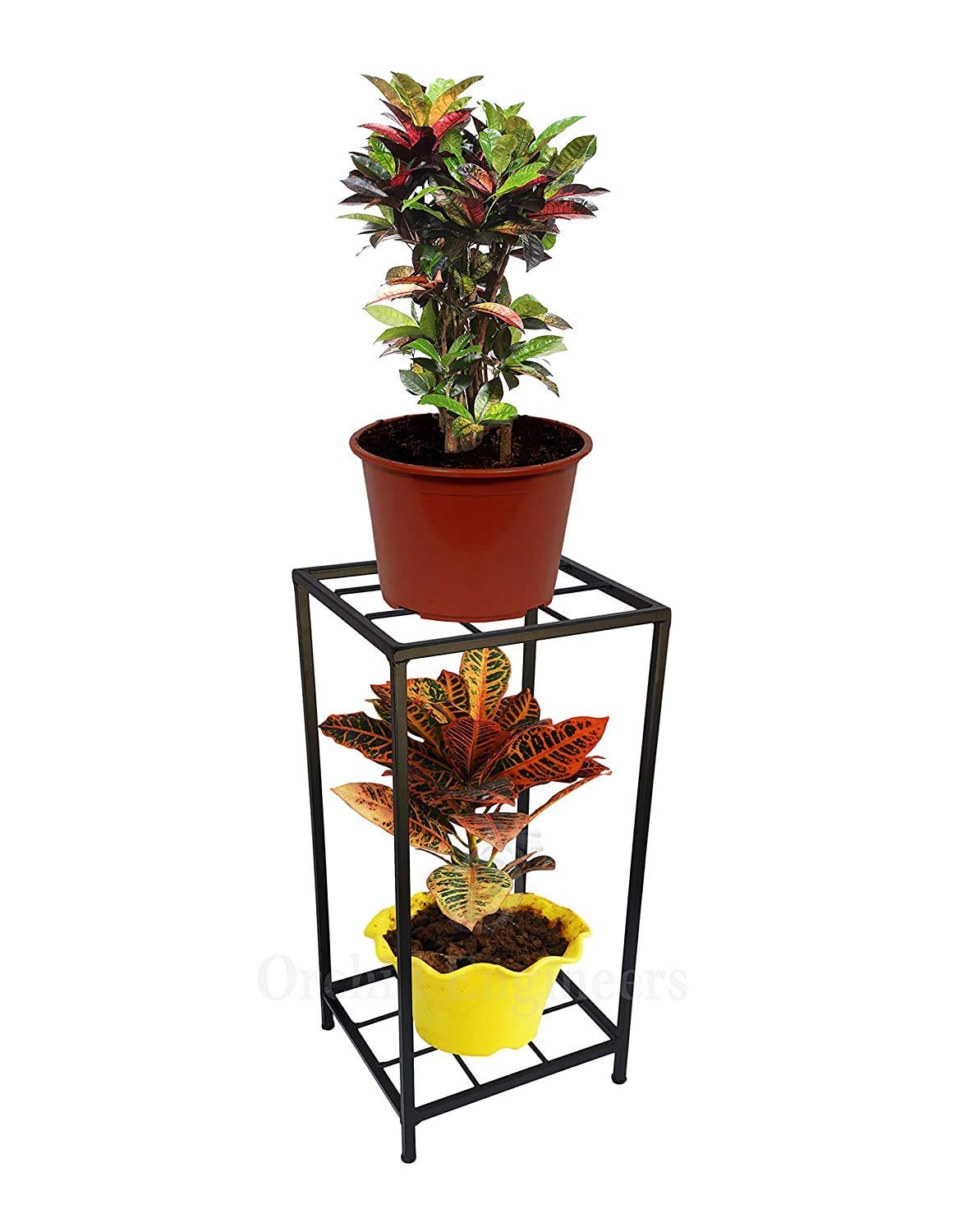 Green Touch Stand/Pot Stand/Planter Stand/Metal Plant Stand/Iron Plant Stand (2 Pot Holder Black) Ready to use with Pcs of Small Pot Stool.