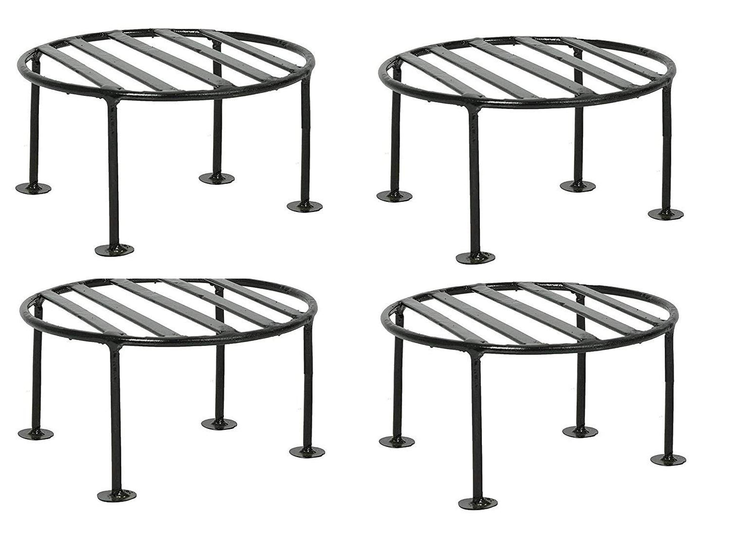 Green Touch Pack of 4 Iron Indoor/Outdoor Flower Pot/Plant Stand for Home Garden Balcony Living Room Decor(Black)