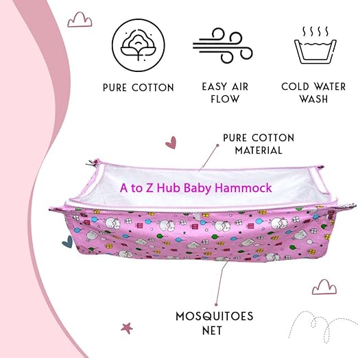 Green Touch  Baby Hammock Ghodiyu/Khoyu Soft Cotton Cloth Swing Cradle Safety with Mosquito Net Cover with Zippe (Orange)