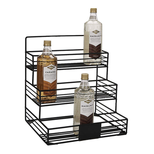 Green Touch 2 In 1 Counter Top And Wall-Mounted 3-Tier Bottle Rack for Spice, Syrup, Water, Wine, and More – Ideal for Kitchen, Office, Restaurant, and Hospital Featuring a Cup Stand 10 Adjustable Hooks