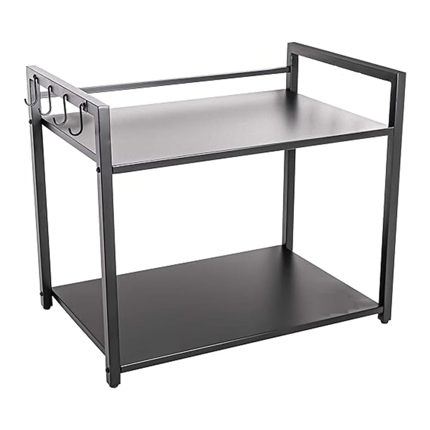 GREEN TOUCH  Premium Two-Shelf Oven Stand with 8 Hooks: Stylish, Sturdy, and Space-Saving Kitchen Organizer with 360 Wheels and Powder-Coated Finish