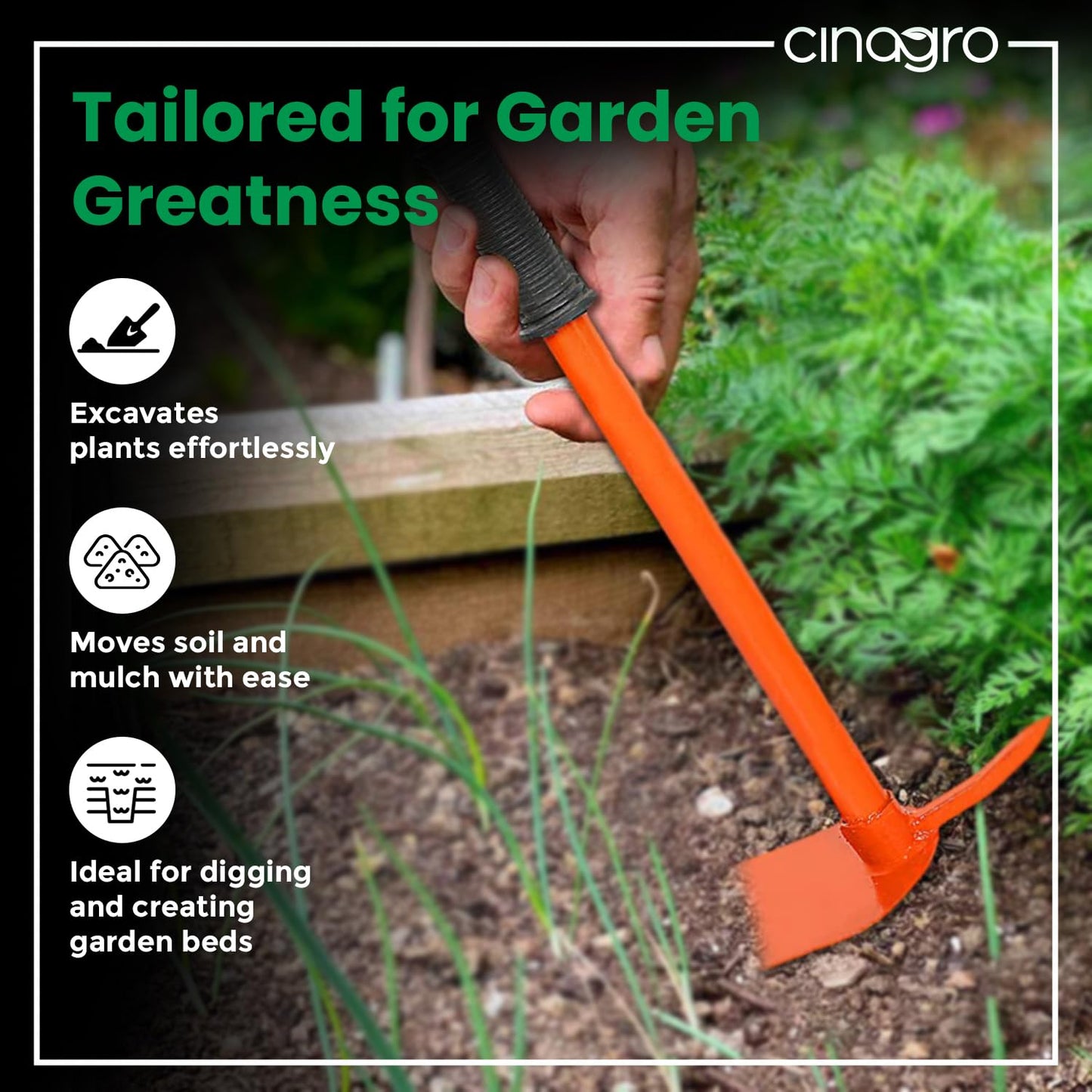 Green Touch Garden Hoe with Prong Garden Tool Kit, 17 inch