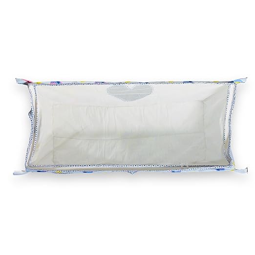 Green Touch  Baby Hammock Ghodiyu/Khoyu Soft Cotton Cloth Swing Cradle Safety with Mosquito Net Cover with Zippe (Blue Flat Hammock)