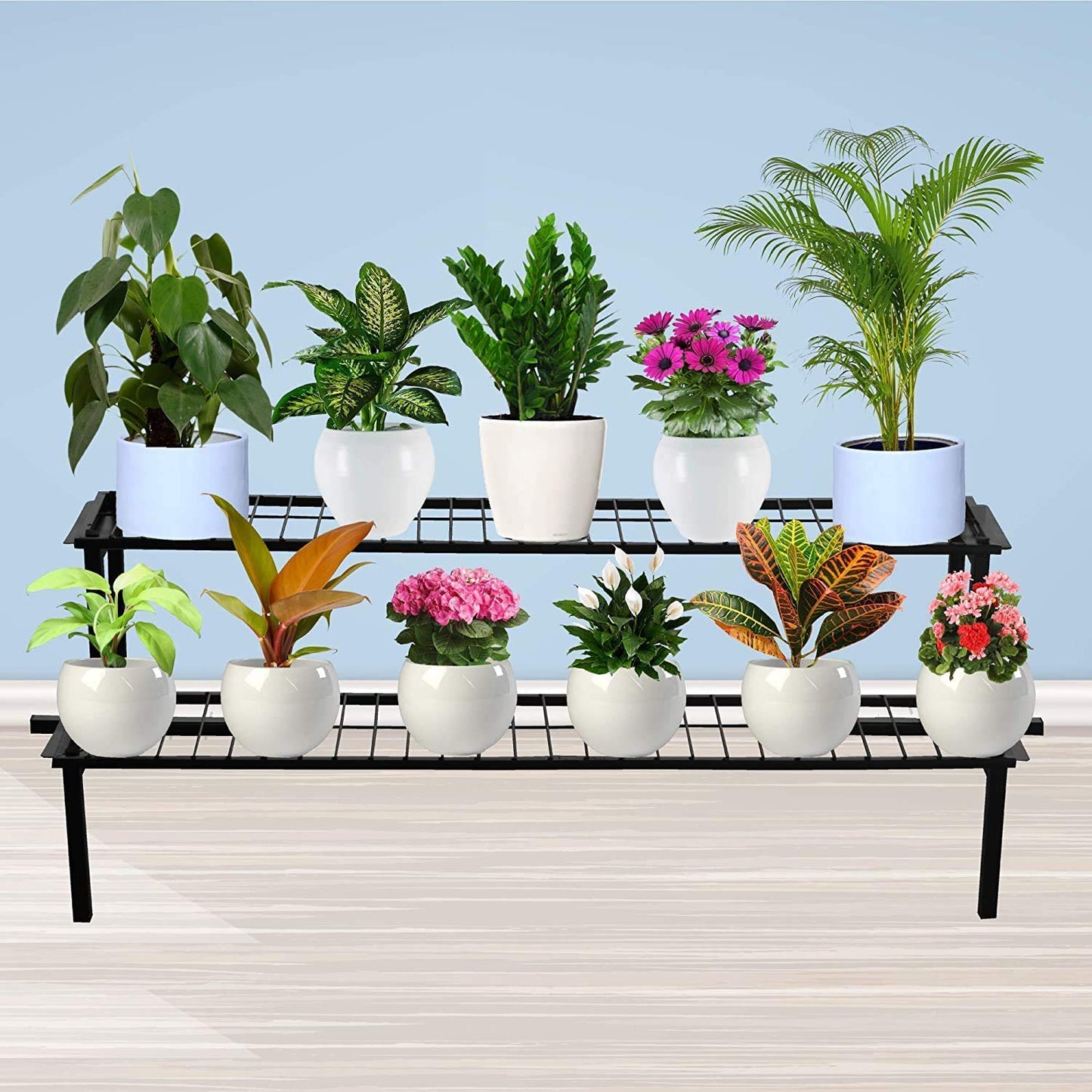 Green Touch Indian Two Tier (Step) Plant Stand and 18 Inch Cutter (Planter Stand/Gamala Stand/Garden Plant Stand for Indoor and Outdoor, Hedge Cutter, Garden Cutter)