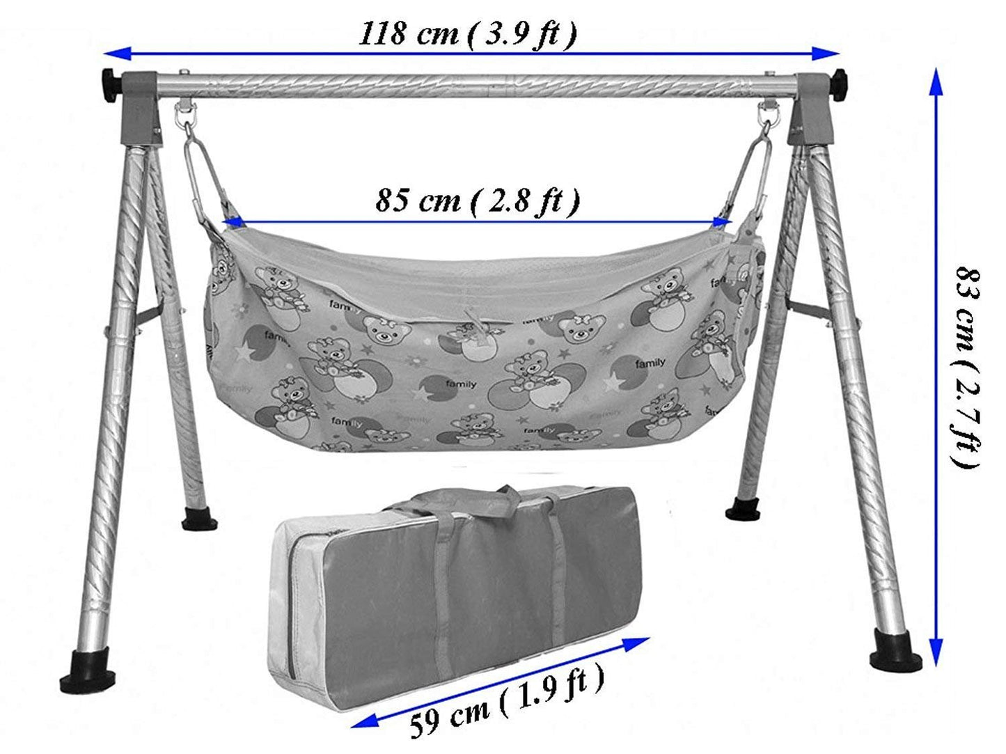 Green Touch  Stainless Steel Baby Boy'S And Girl'S Portable Folding Swing Cradle,Pink, ?120 Centimeters, 85 Centimeters, 7 Centimeters