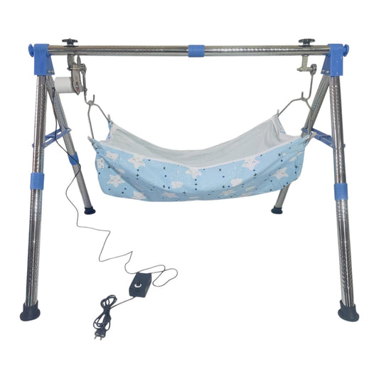 Green Touch Super Folding Nri Blue Automatic Baby Cradle/Ghodiyu| Swing Cradle/Adjustable Speed | Automatic Jhula for Baby Boy and Girl of 0 to 3 Years | Automatic Cradle/Jhula/Palna