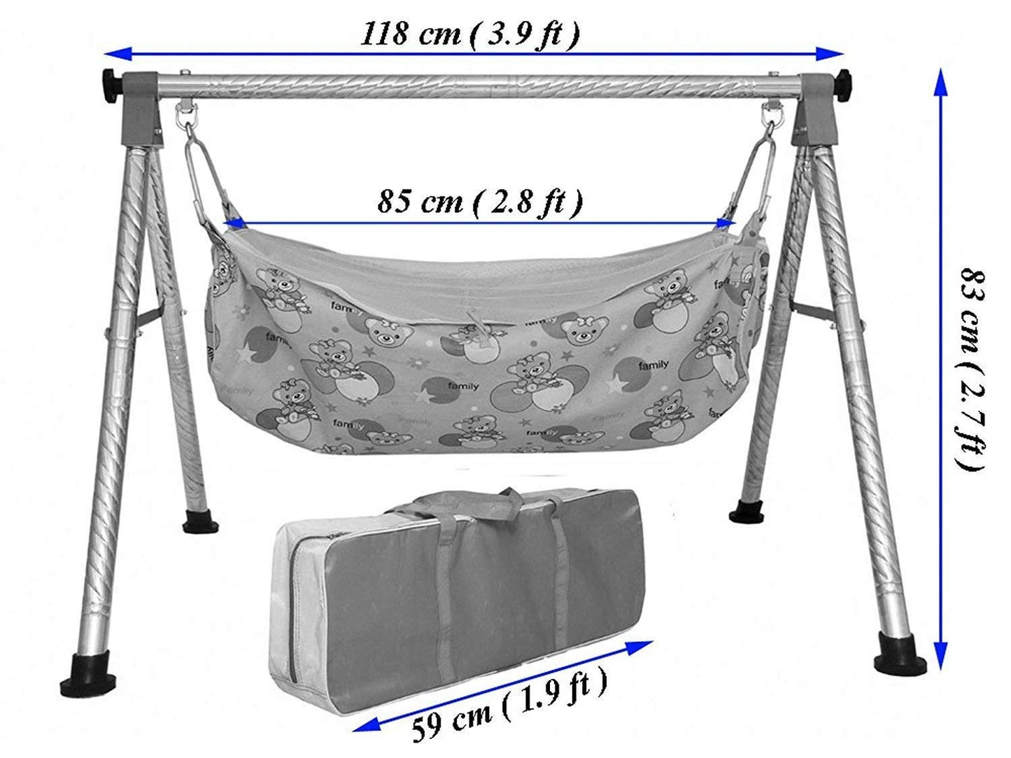 A to Z Hub Foldable And Portable Stainless Steel Baby Cradle/ghodiyu/Swing