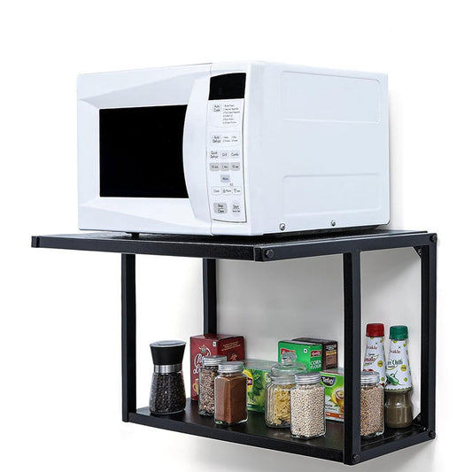 green touch Two Tier Wall Mounted Microwave Oven and Spice Rack Stand,Kitchen Microwave Holder,Oven Holder Stand,Kitchen Spice Rake Stand,Kitchen Oven Rake,Oven Holder (Two Self Wall Oven)