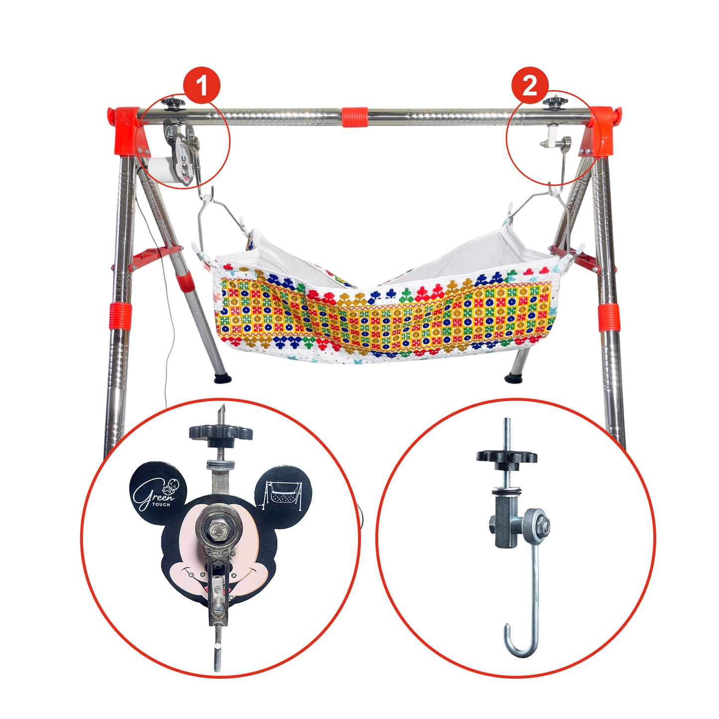 Green Touch Automatic Cradle for Baby | Swing Cradle | ghodiyu | Adjustable Speed | Automatic Jhula for Baby Boy and Girl of 0 to 3 Years | Jhula/Thothil/Palna for Baby