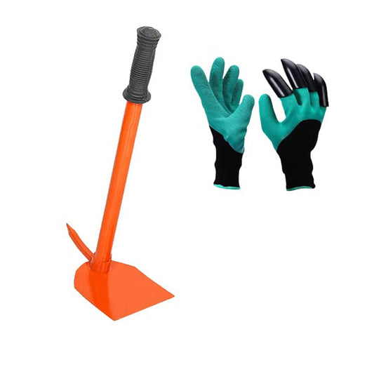 Green Touch  Pack of 2 Home Gardening Tools Items Combo Set, Two in Hoe with Prong Tool, n Gloves Clown Garden Tool Kit,Gardening Accessories,Gardening Items,Digging Tools for Soil(Combo Tools 9)