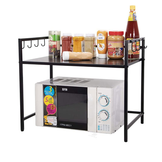 GREEN TOUCH Multipurpose Decorative and Kitchen Organizer Microwave Oven Stand with 8 Hook for Kitchen,Oven Holder Rack,Oven Stand for Kitchen,Kitchen Platform top Oven Stand (Single Tier Oven)