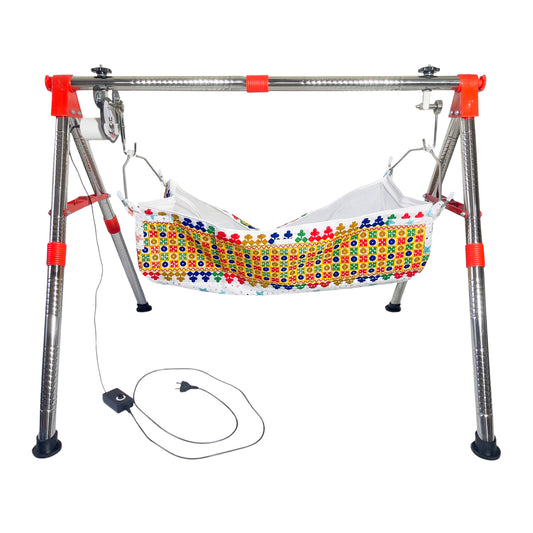 Green Touch Automatic Cradle for Baby | Swing Cradle | ghodiyu | Adjustable Speed | Automatic Jhula for Baby Boy and Girl of 0 to 3 Years | Jhula/Thothil/Palna for Baby
