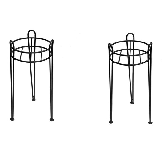 Green Touch Iron Pot Stand, Black, 22 inches Height 10inch Diameter (Pack of 2)