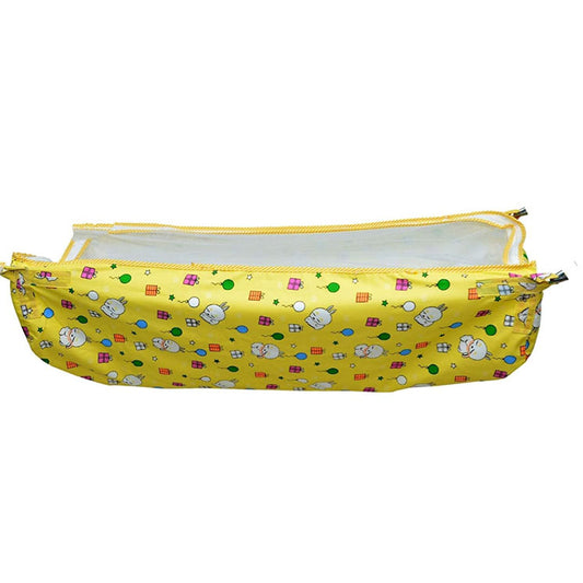 Green Touch  Baby Hammock Ghodiyu/Khoyu Soft Cotton Cloth Swing Cradle Safety with Mosquito Net Cover with Zippe (Yellow)