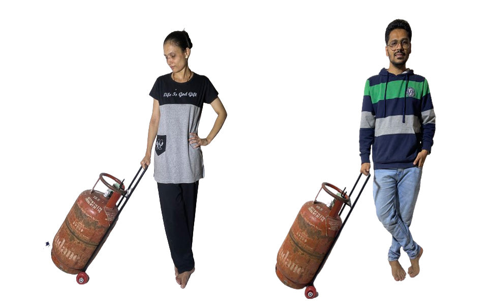 "Effortless Stainless Steel LPG Cylinder Trolley: Durable and Convenient"