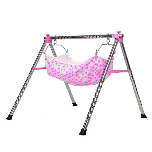 Green Touch  Baby Boy'S And Girl'S Portable Folding Swing Cradle/Ghodiyu/Parna/Jhula, With Free Baby Cotton Hammock. (Regular Folding Round Pipe (Pink)), 8 Centimeters, 26 Centimeters