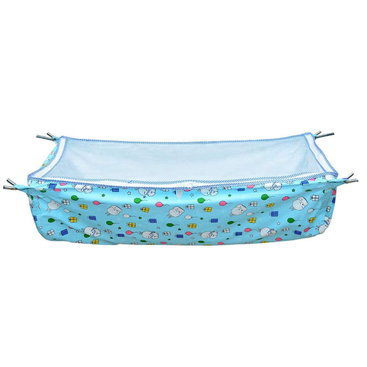Green Touch  Baby Hammock Ghodiyu/Khoyu Soft Cotton Cloth Swing Cradle Safety with Mosquito Net Cover with Zippe (Blue)