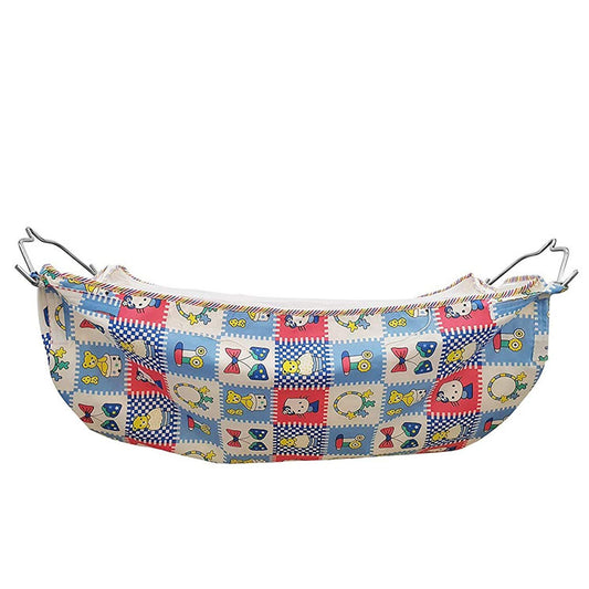 Green Touch with Steel Hanger Cool Cotton Cloth with Net Swing New Born Baby Cradle/Ghodiyu/Khoyu/Zoli Hammock, Mosquito net/Safety Cover with Zipper,Blue