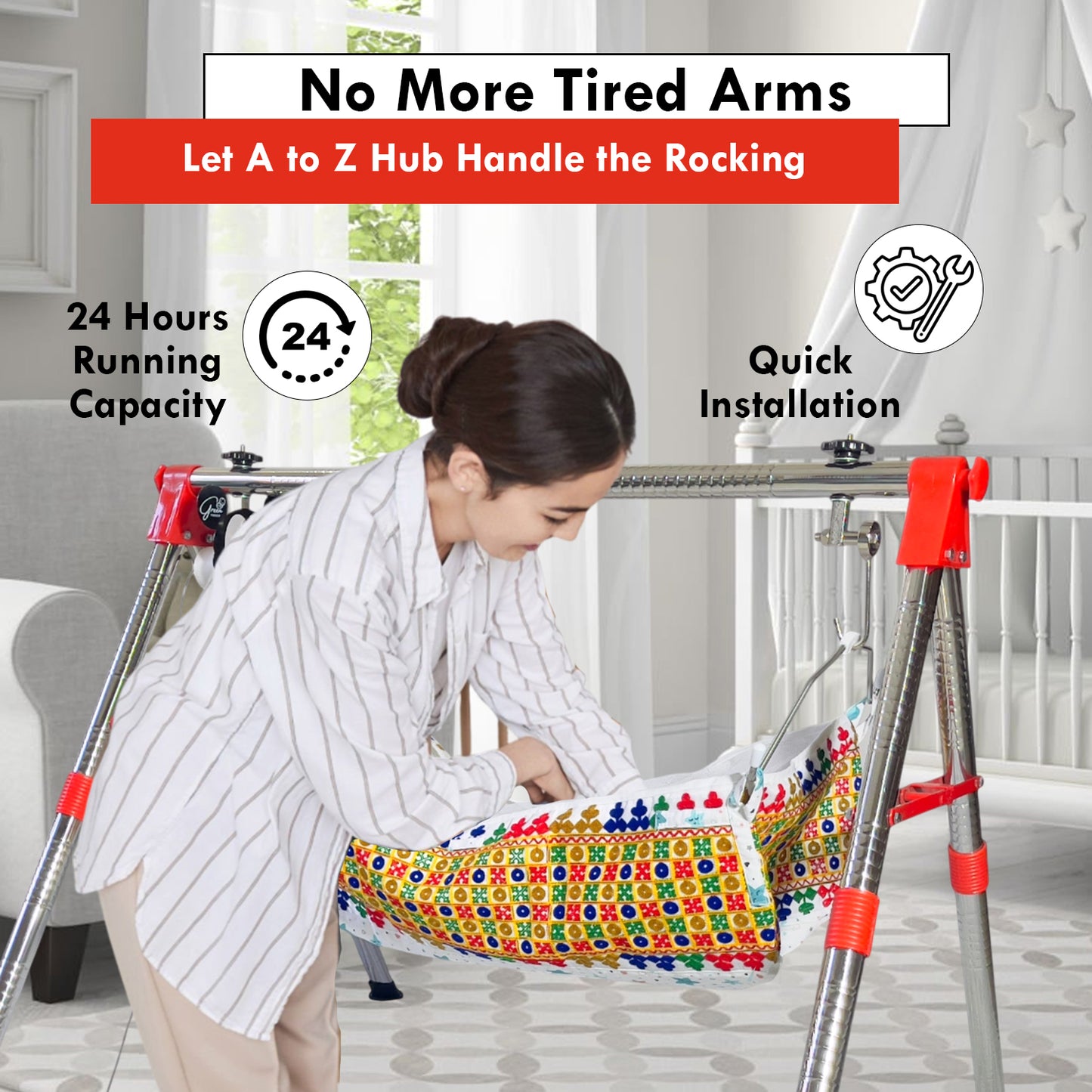 Green Touch Automatic Cradle for Baby | Swing Cradle | ghodiyu | Adjustable Speed | Automatic Jhula for Baby Boy and Girl of 0 to 3 Years | Jhula/Thothil/Palna for Baby