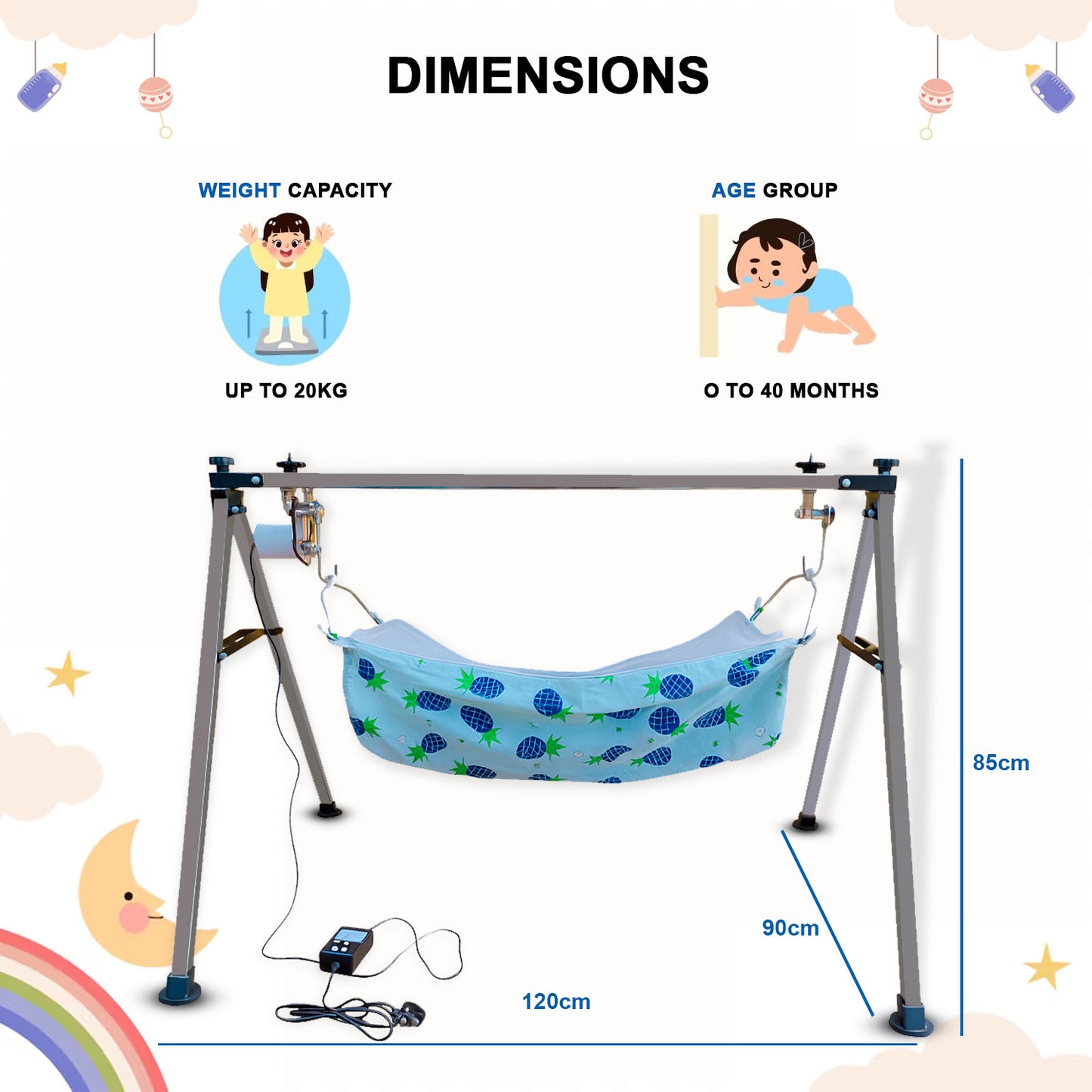 Green Touch Stainless Steel Automatic Baby Cradle/ghodiyu/jhula/Swing | Ss Folding Autoswing Cradle | Automatic Ghodiyu